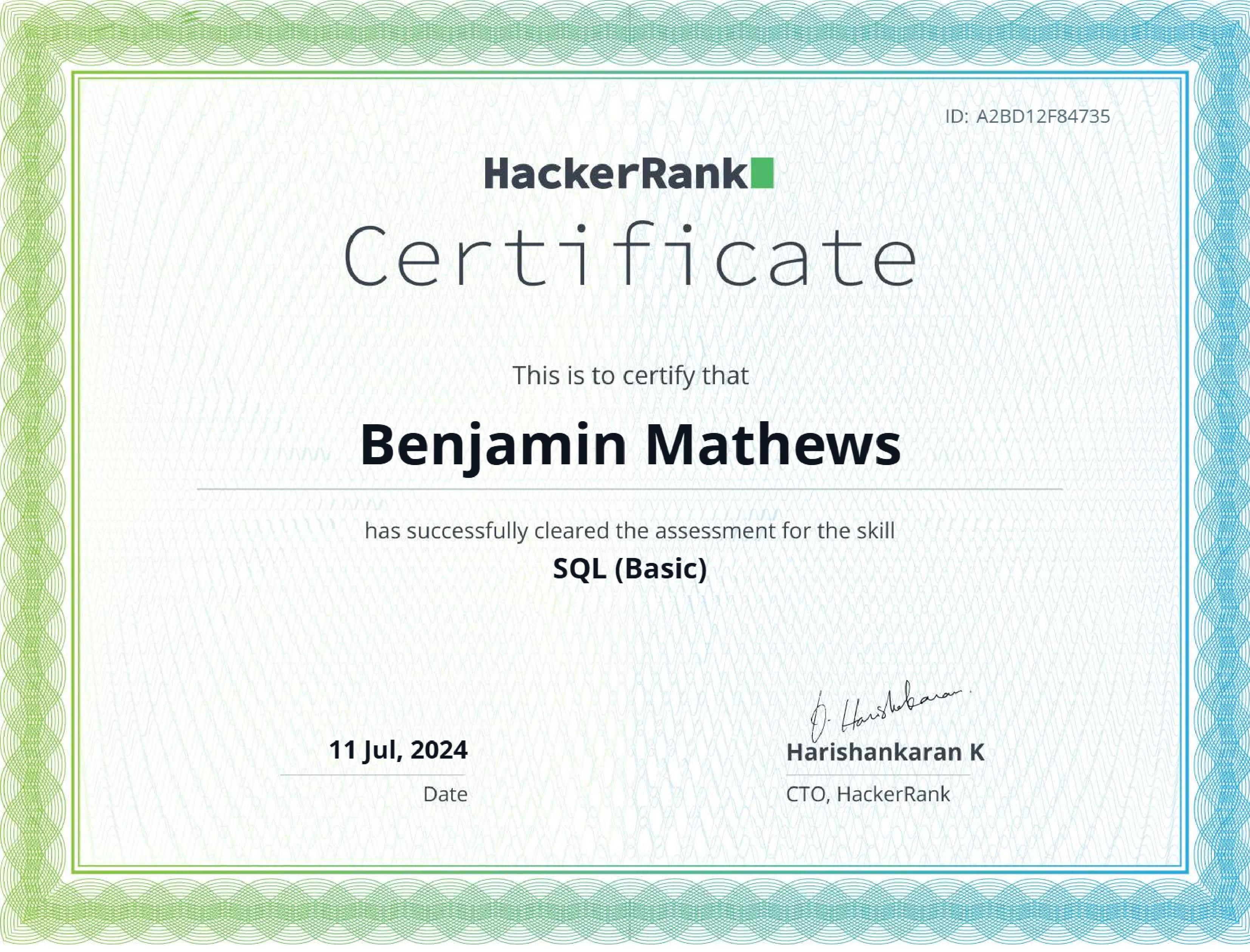 SQL Basic Certification